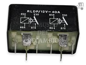 Relé doble 4 terminales 2X40A 12 V con soporte .