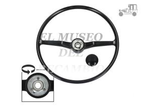 Volante negro original con botón de bocina Volkswagen T2 Recambio