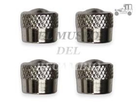 Juego 4 tapones de válvula de rueda cromados y redondos Recambio